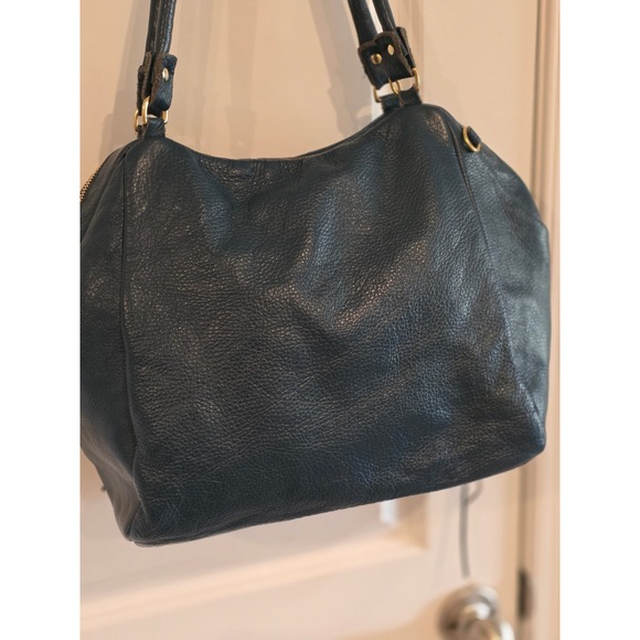 OPELLI Leather Satchel Handbag Brass Hardware Top Zip - Picture 2 of 9